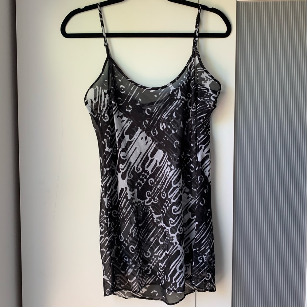 Sheer patterned spaghetti strap top